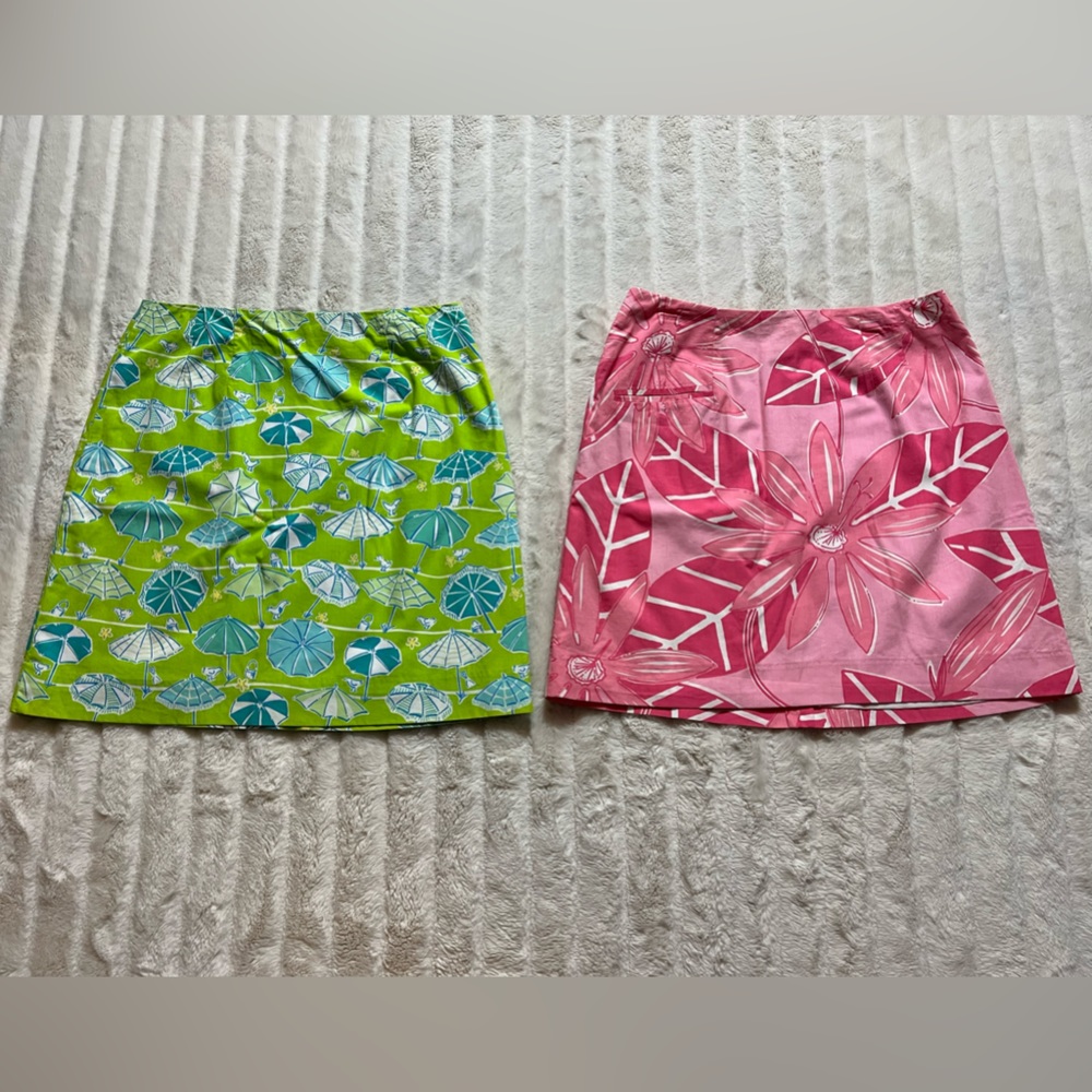 Lilly Pulitzer Vintage LOT of 2 cotton skirts size 4